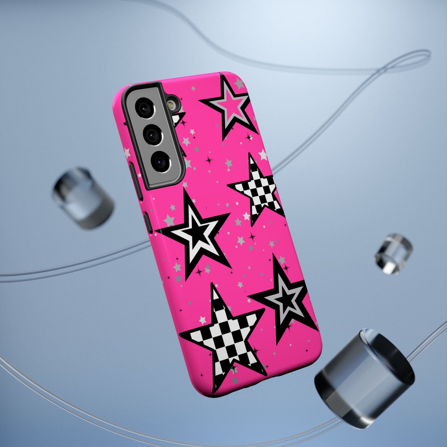 Starry Pink Impact-Resistant Case, Bold Phone Cover, Trendy Tech Accessory, Star, Gifts for Occasions, Phone Case, Iphone