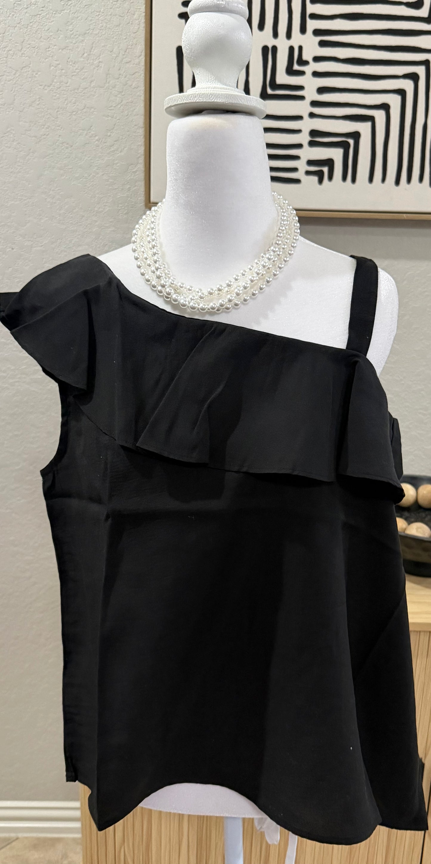 Black Asymmetrical Woven Top