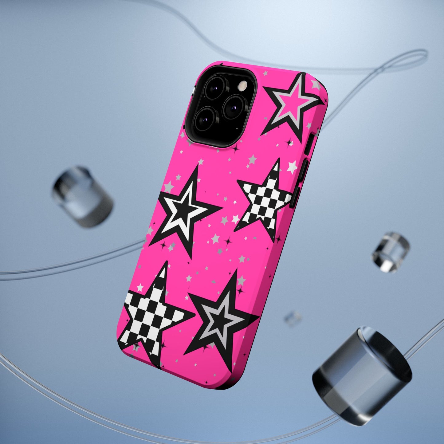 Starry Pink Impact-Resistant Case, Bold Phone Cover, Trendy Tech Accessory, Star, Gifts for Occasions, Phone Case, Iphone