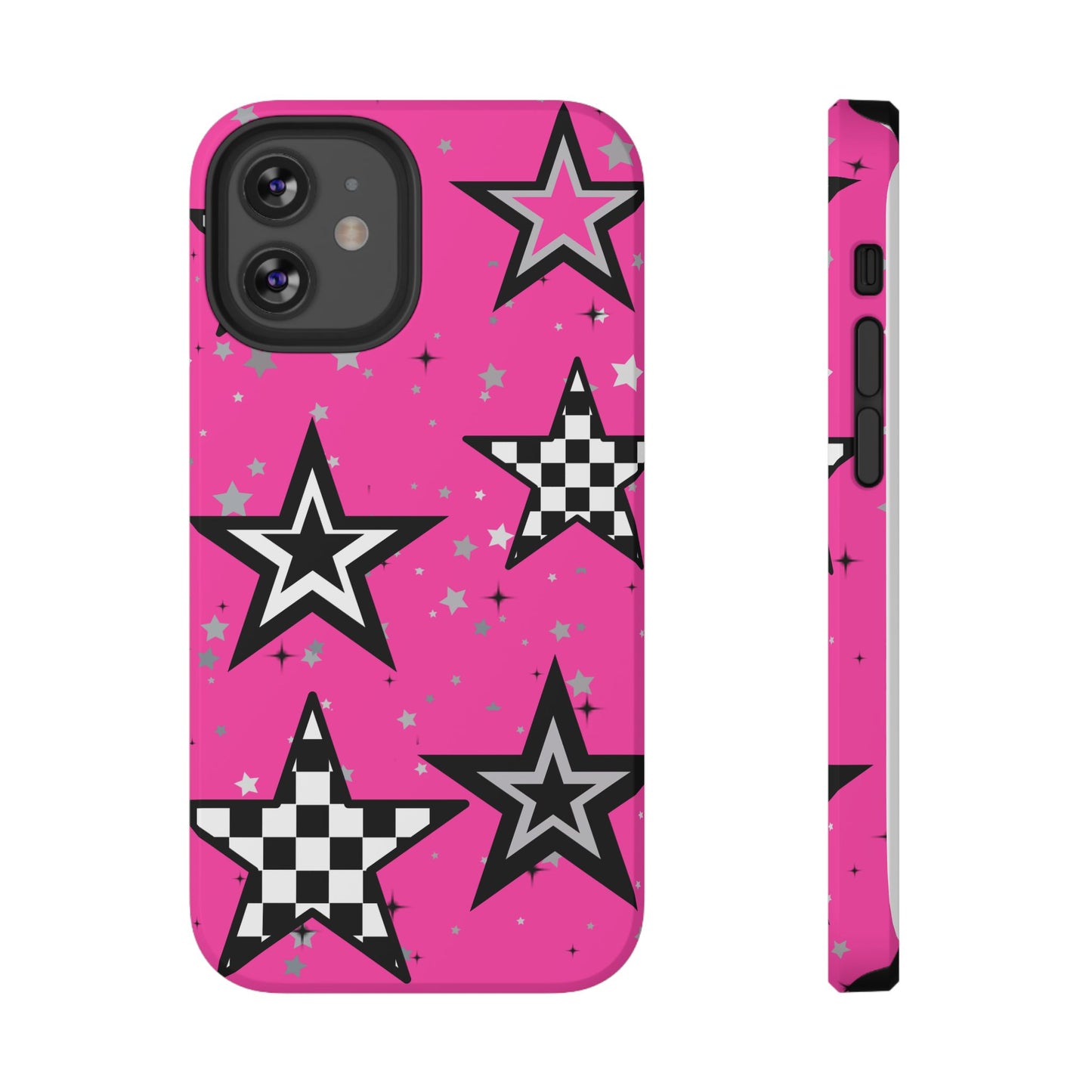 Starry Pink Impact-Resistant Case, Bold Phone Cover, Trendy Tech Accessory, Star, Gifts for Occasions, Phone Case, Iphone