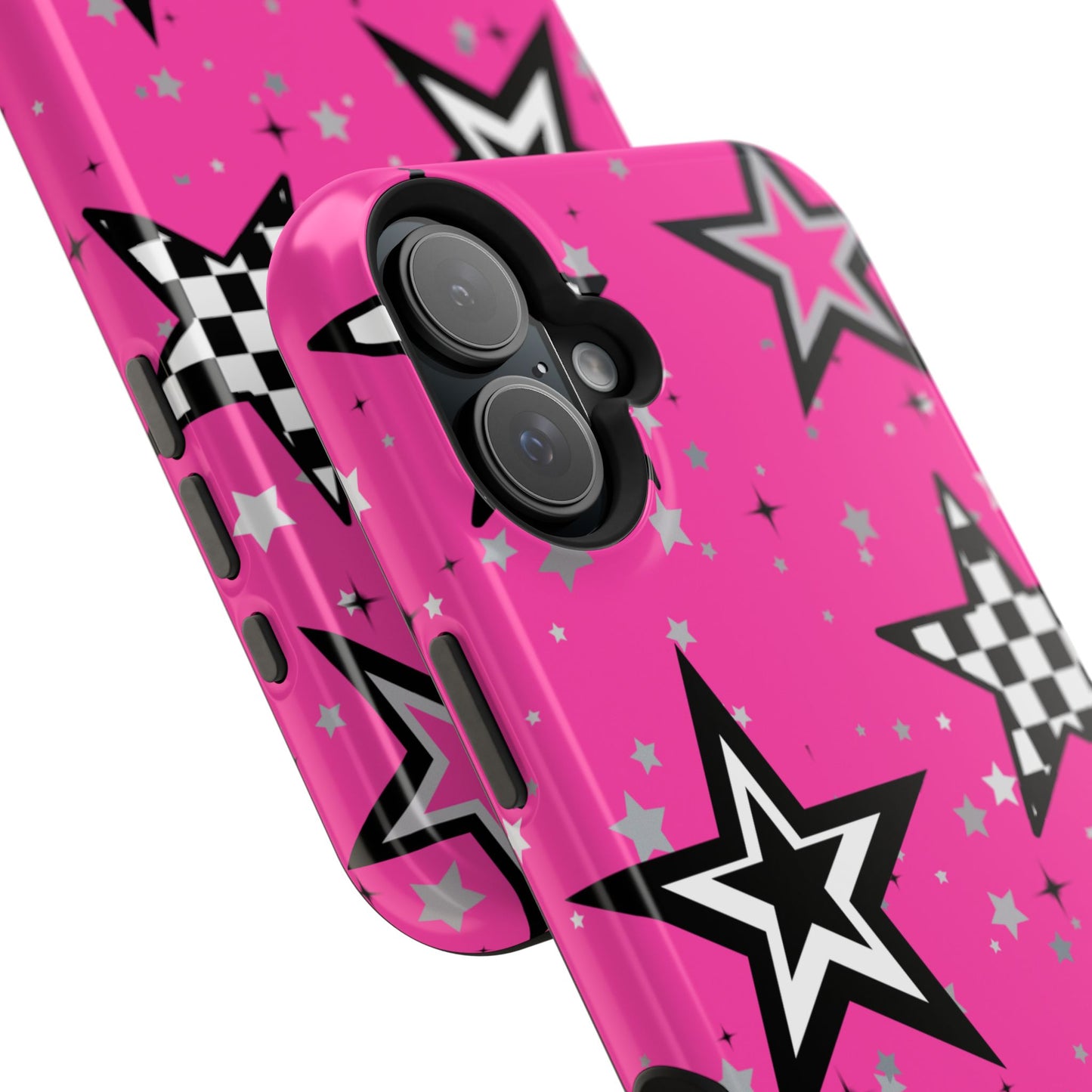 Starry Pink Impact-Resistant Case, Bold Phone Cover, Trendy Tech Accessory, Star, Gifts for Occasions, Phone Case, Iphone