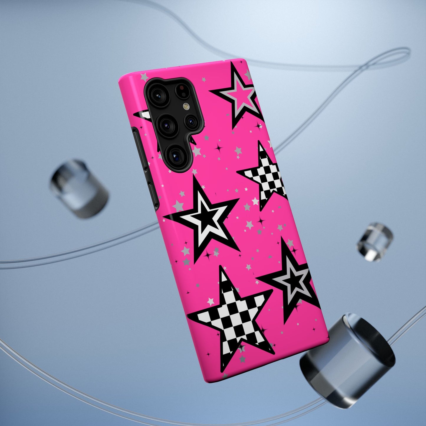 Starry Pink Impact-Resistant Case, Bold Phone Cover, Trendy Tech Accessory, Star, Gifts for Occasions, Phone Case, Iphone