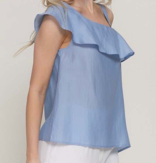 Sky Blue Asymmetrical Top