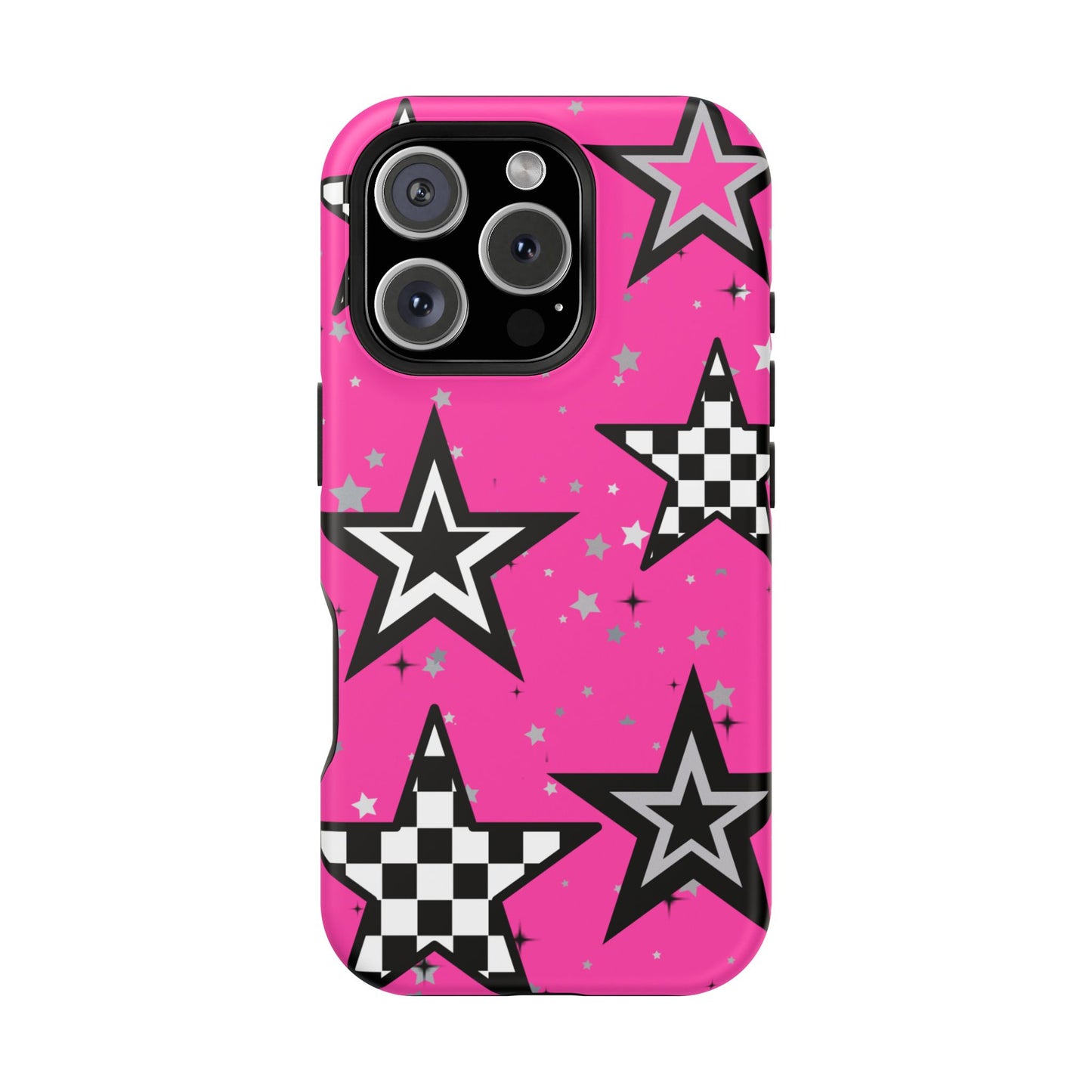Starry Pink Impact-Resistant Case, Bold Phone Cover, Trendy Tech Accessory, Star, Gifts for Occasions, Phone Case, Iphone