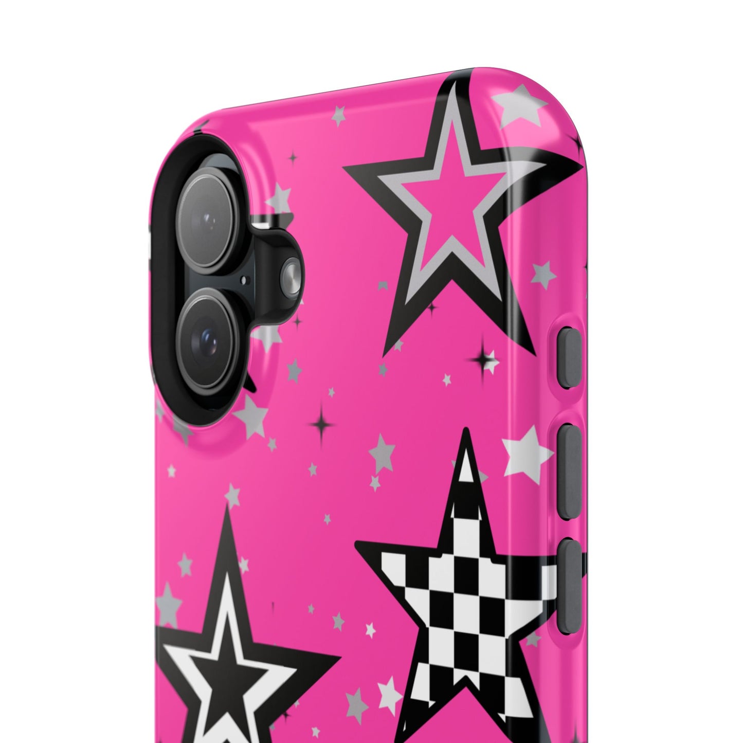 Starry Pink Impact-Resistant Case, Bold Phone Cover, Trendy Tech Accessory, Star, Gifts for Occasions, Phone Case, Iphone