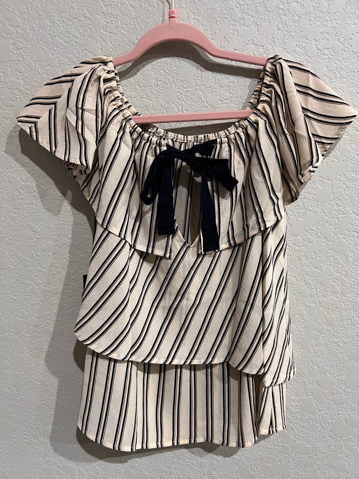 Layered Ruffle top with ribbon tie back