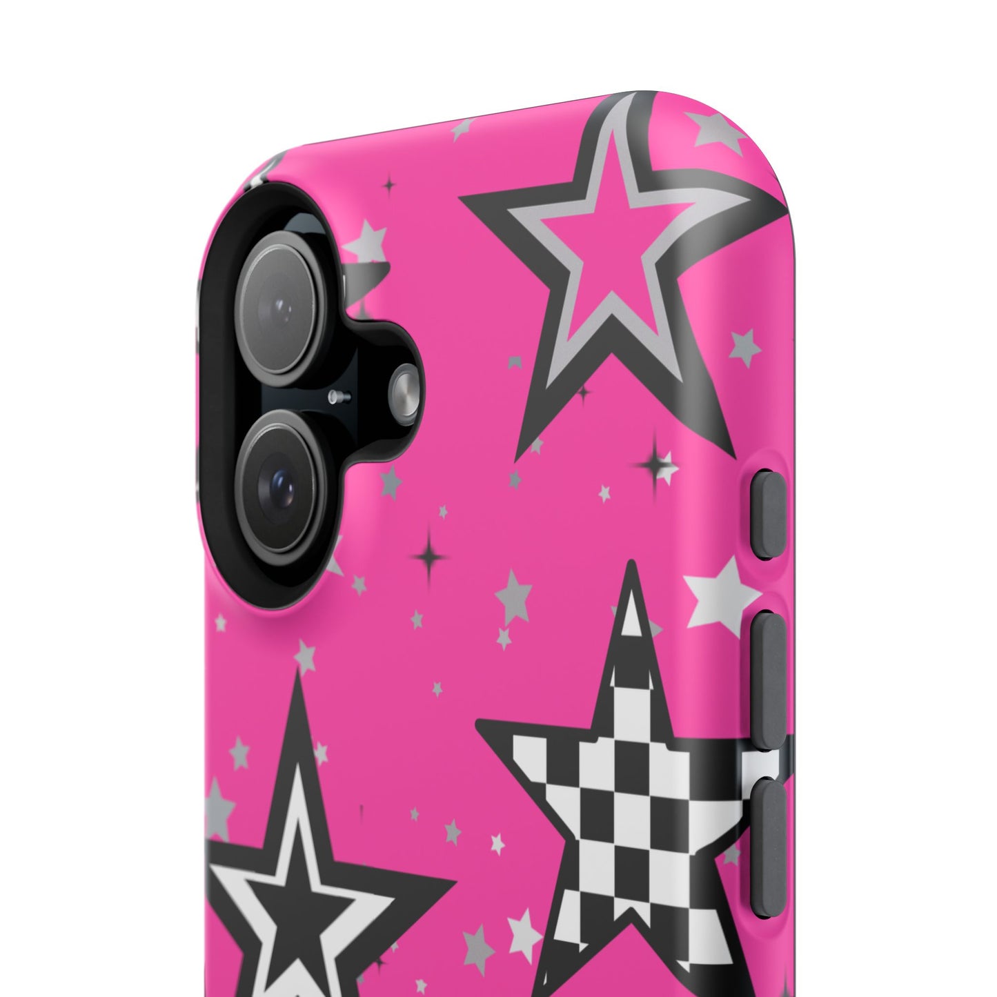 Starry Pink Impact-Resistant Case, Bold Phone Cover, Trendy Tech Accessory, Star, Gifts for Occasions, Phone Case, Iphone
