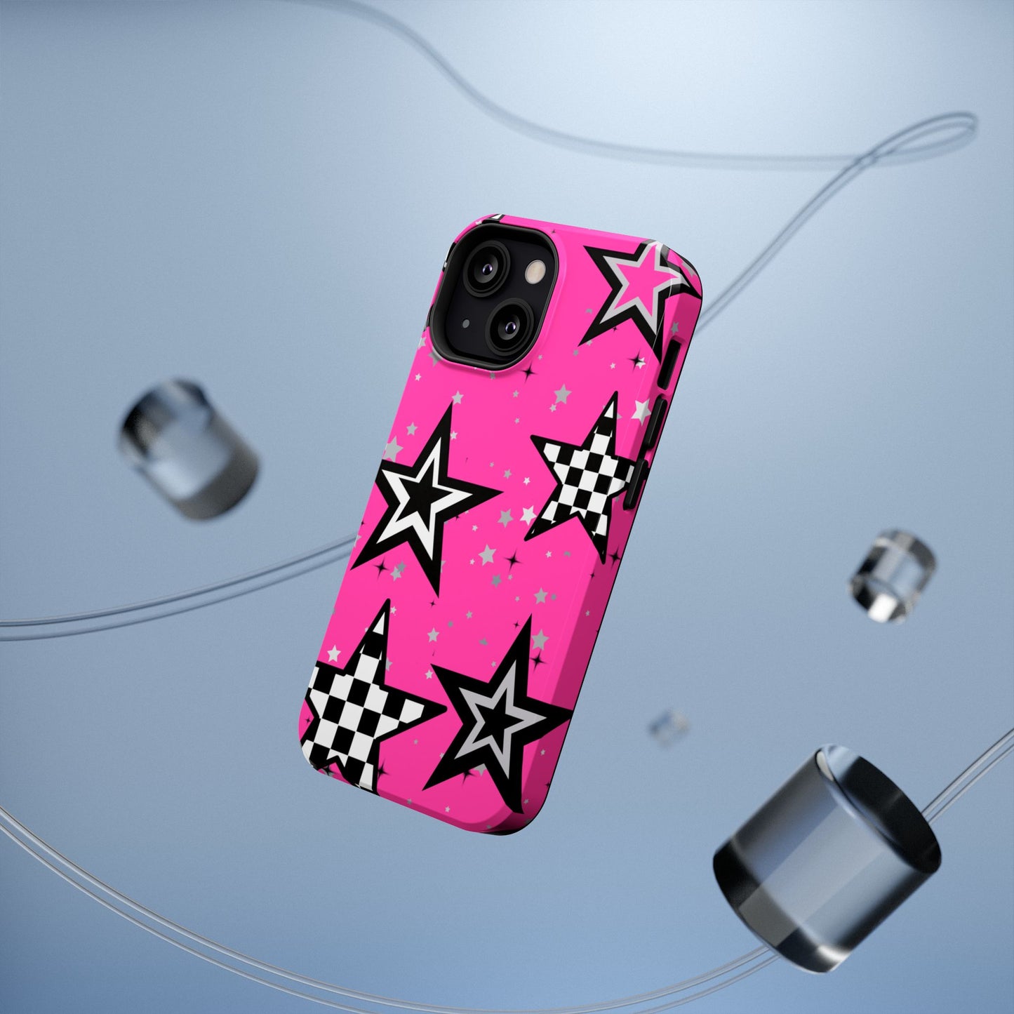 Starry Pink Impact-Resistant Case, Bold Phone Cover, Trendy Tech Accessory, Star, Gifts for Occasions, Phone Case, Iphone