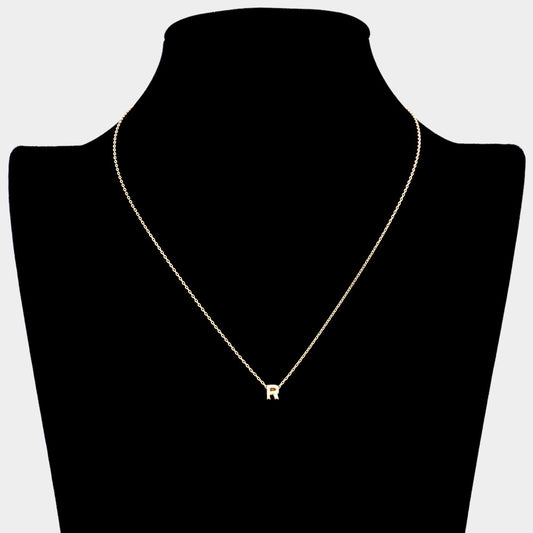 Gold dipped initial R necklace