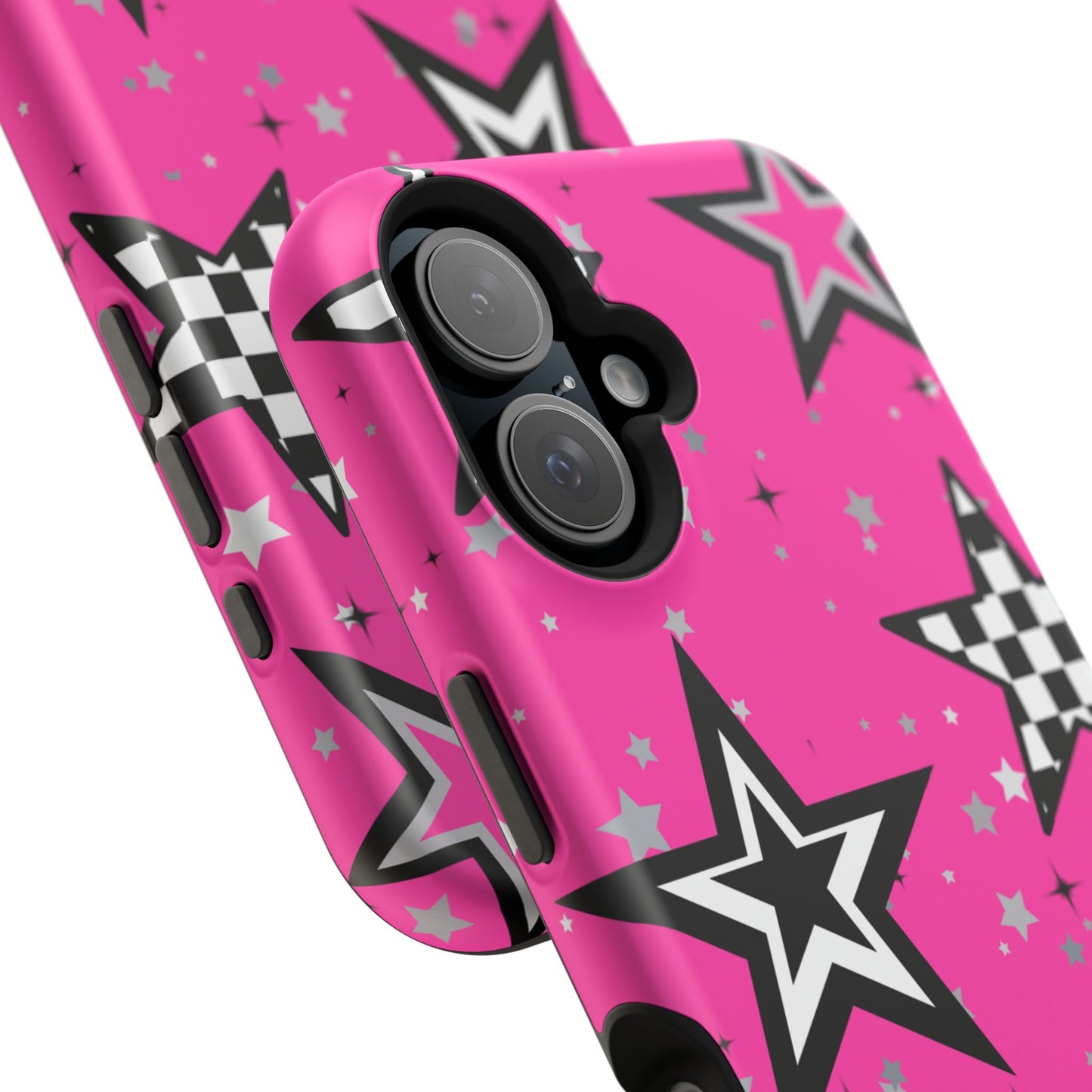 Starry Pink Impact-Resistant Case, Bold Phone Cover, Trendy Tech Accessory, Star, Gifts for Occasions, Phone Case, Iphone