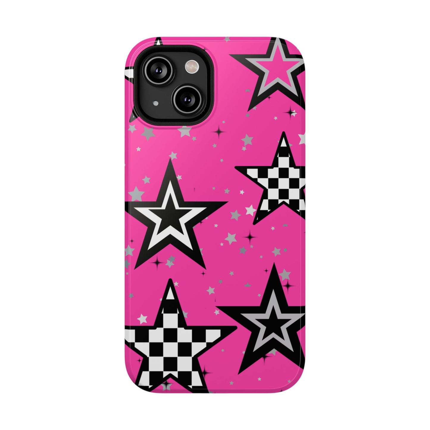 Starry Pink Impact-Resistant Case, Bold Phone Cover, Trendy Tech Accessory, Star, Gifts for Occasions, Phone Case, Iphone