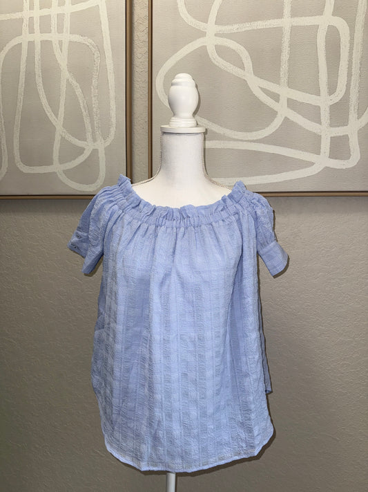 Light Blue Off Shoulder Blouse