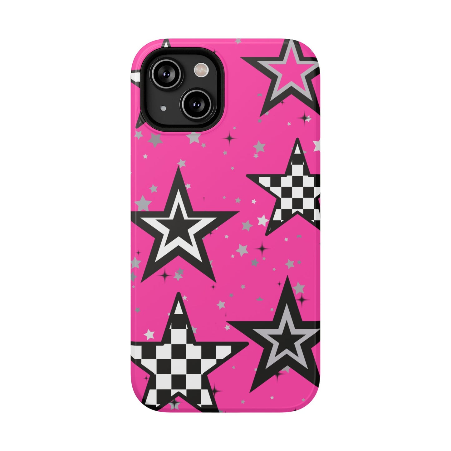 Starry Pink Impact-Resistant Case, Bold Phone Cover, Trendy Tech Accessory, Star, Gifts for Occasions, Phone Case, Iphone