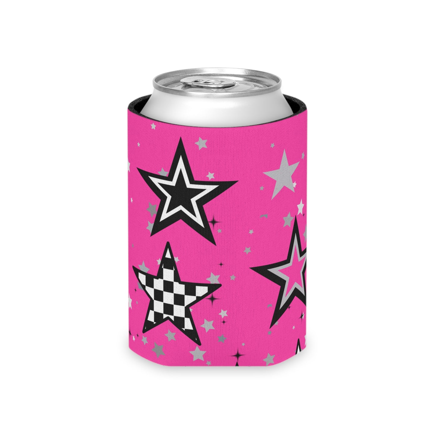 Starry Pink Can Cooler, Fun Drink Sleeve, Party Favor, Festival Accessory, Gift for Her, Summer BBQ, Star