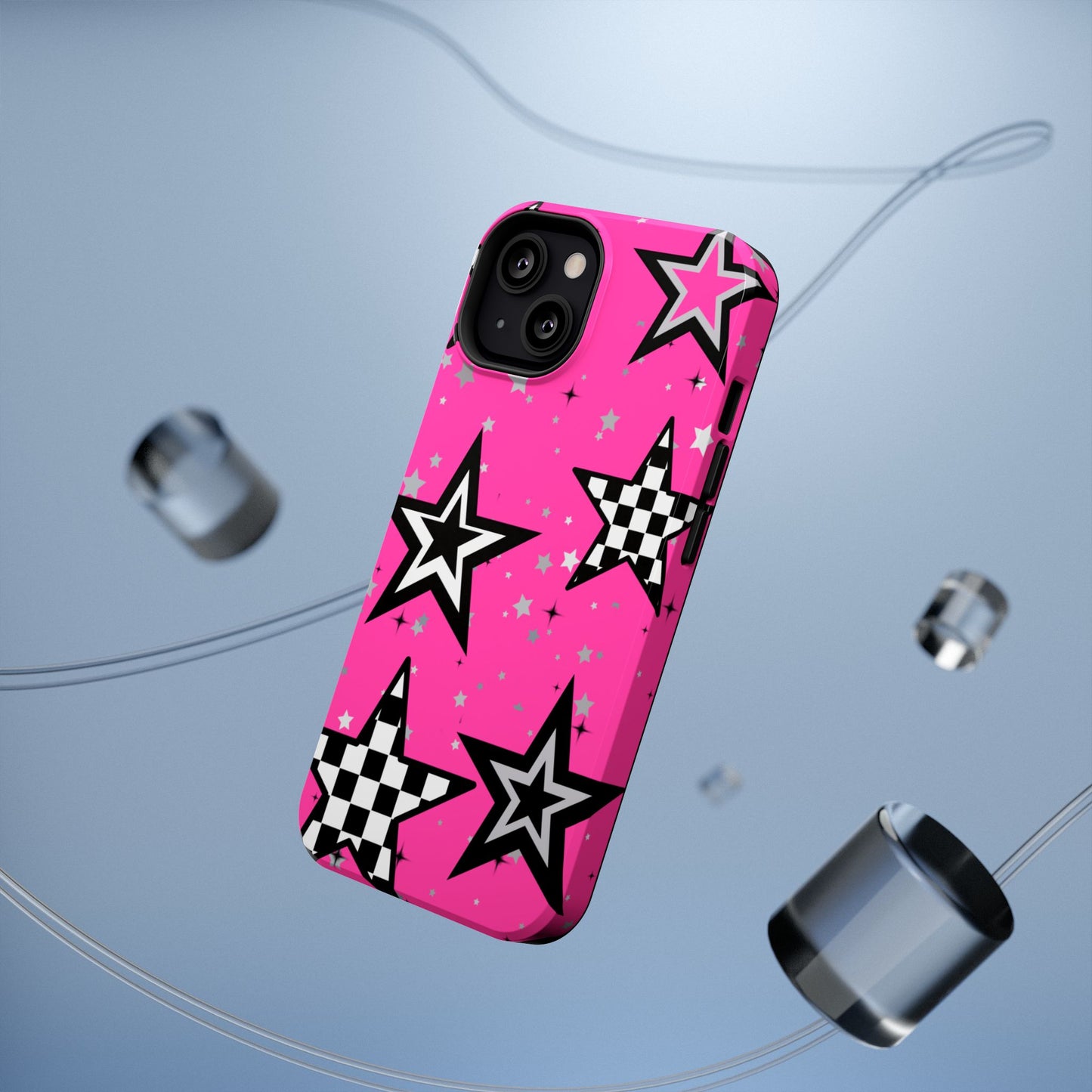 Starry Pink Impact-Resistant Case, Bold Phone Cover, Trendy Tech Accessory, Star, Gifts for Occasions, Phone Case, Iphone