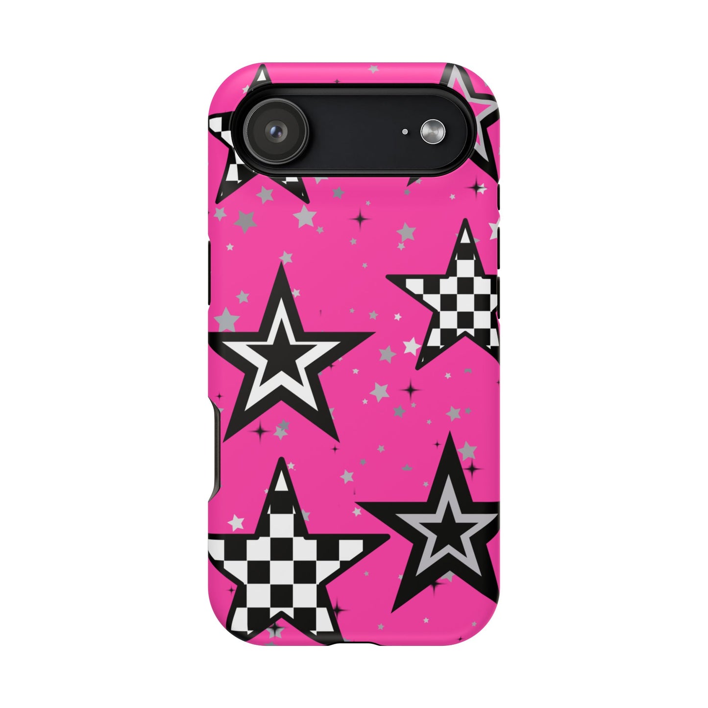 Starry Pink Impact-Resistant Case, Bold Phone Cover, Trendy Tech Accessory, Star, Gifts for Occasions, Phone Case, Iphone