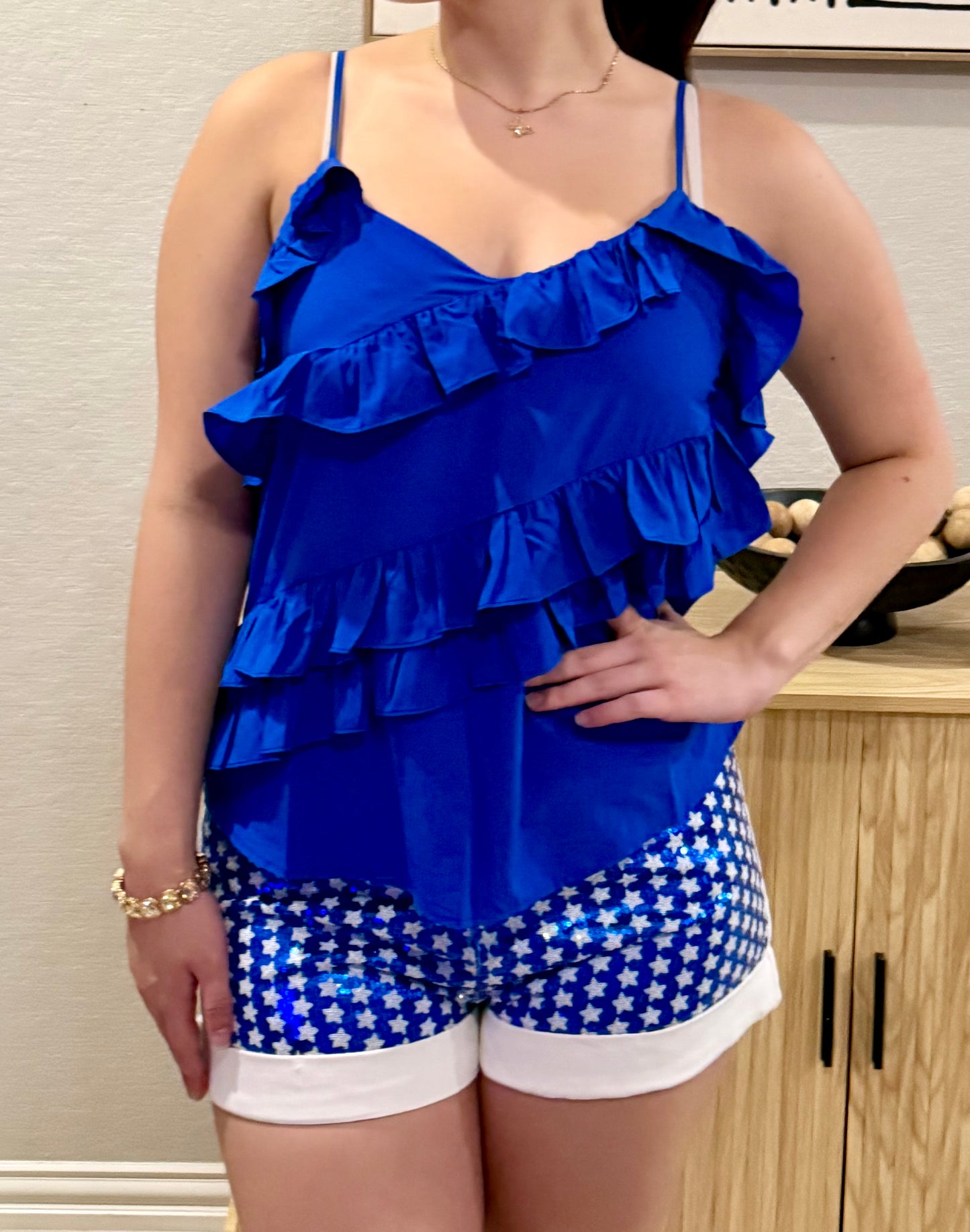 White with Blue Stars Shorts