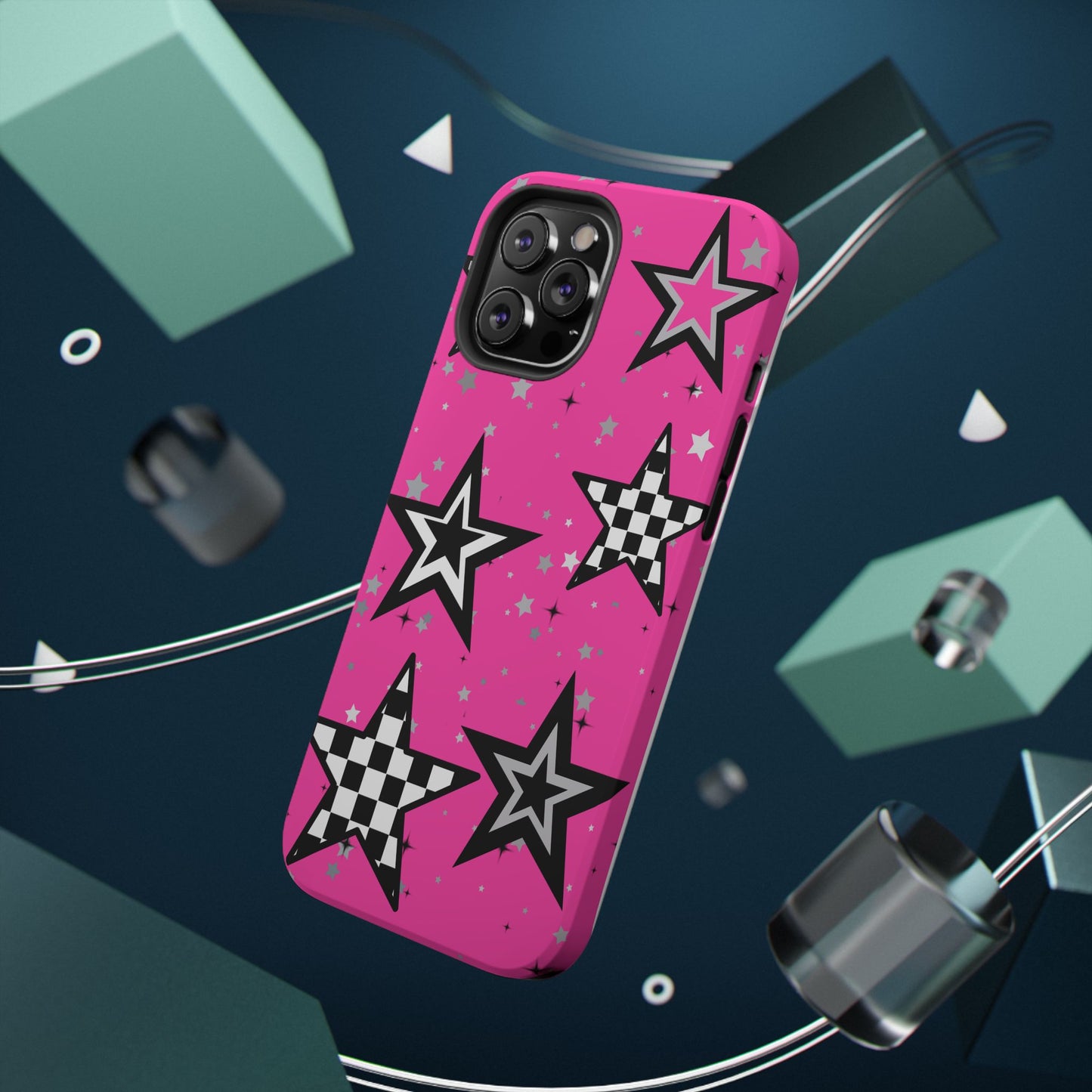 Starry Pink Impact-Resistant Case, Bold Phone Cover, Trendy Tech Accessory, Star, Gifts for Occasions, Phone Case, Iphone