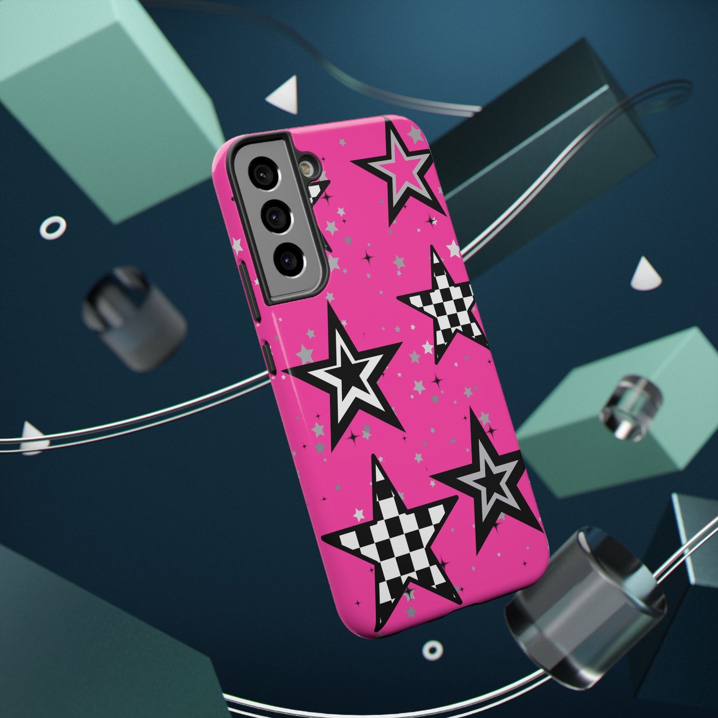 Starry Pink Impact-Resistant Case, Bold Phone Cover, Trendy Tech Accessory, Star, Gifts for Occasions, Phone Case, Iphone