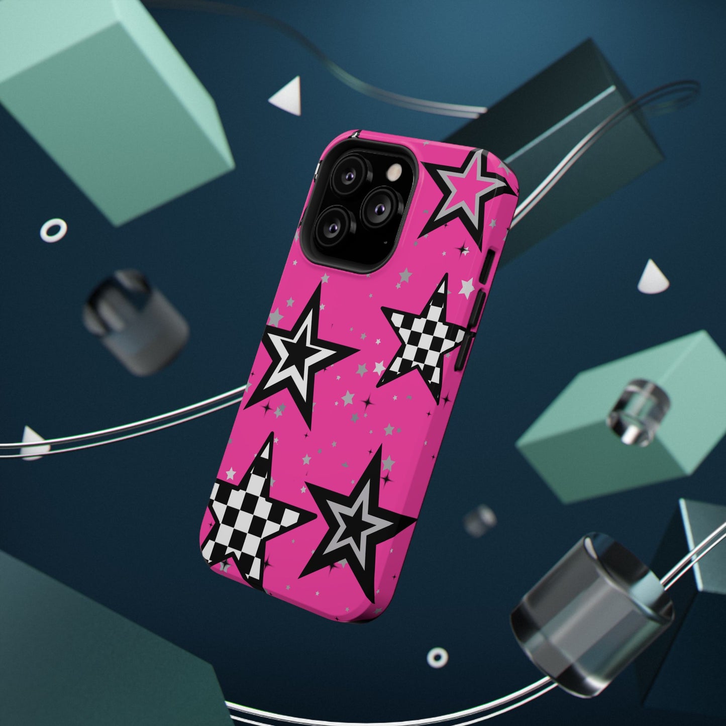 Starry Pink Impact-Resistant Case, Bold Phone Cover, Trendy Tech Accessory, Star, Gifts for Occasions, Phone Case, Iphone
