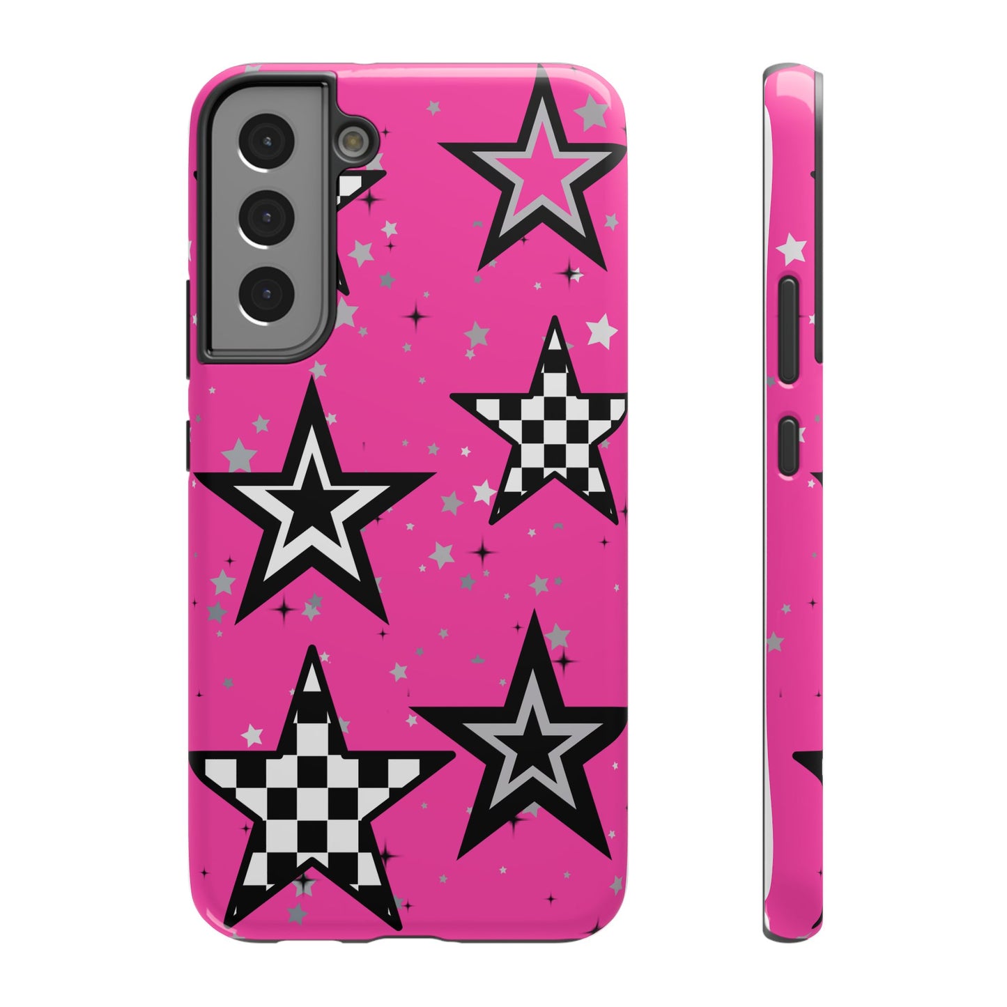 Starry Pink Impact-Resistant Case, Bold Phone Cover, Trendy Tech Accessory, Star, Gifts for Occasions, Phone Case, Iphone