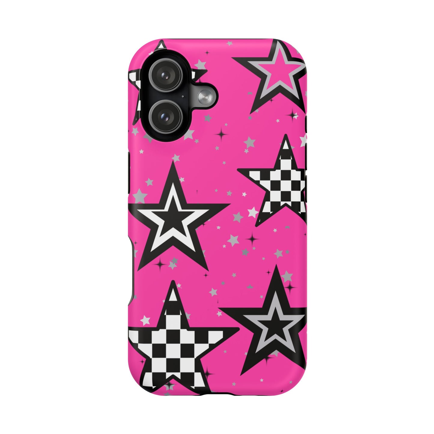 Starry Pink Impact-Resistant Case, Bold Phone Cover, Trendy Tech Accessory, Star, Gifts for Occasions, Phone Case, Iphone