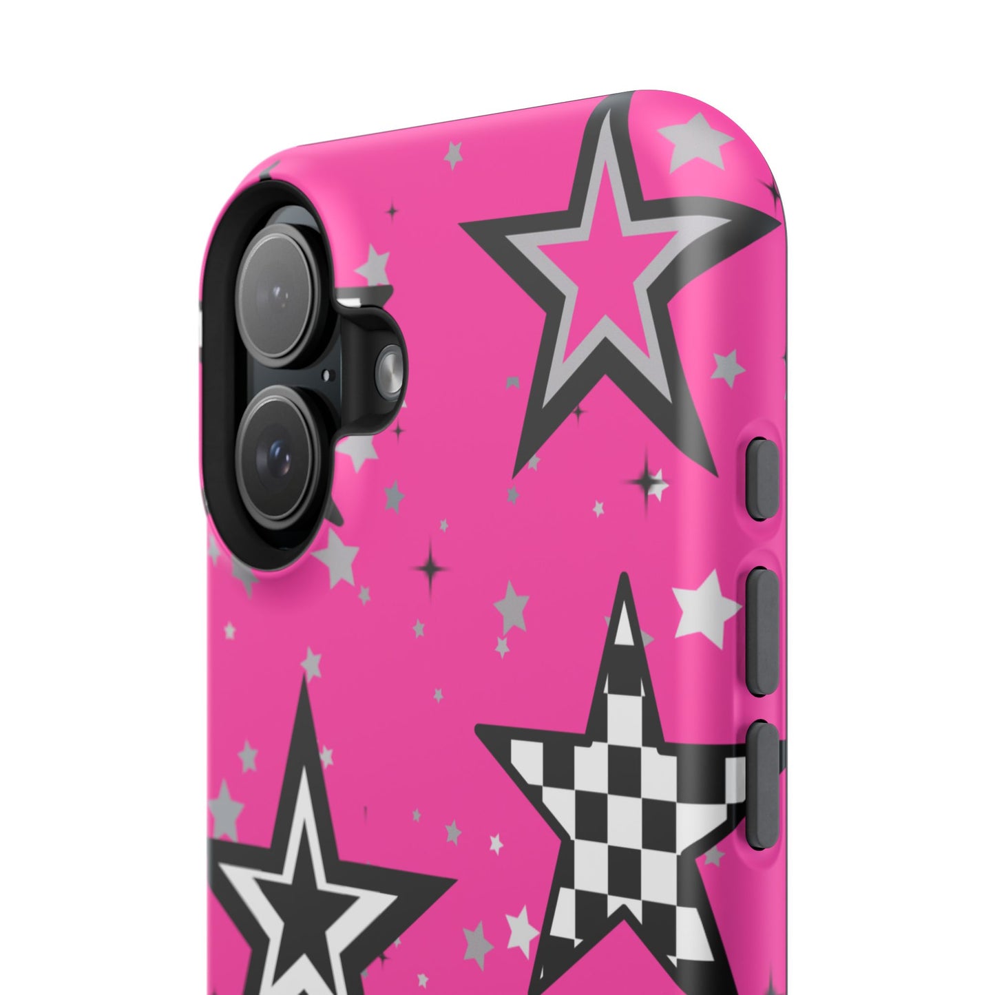 Starry Pink Impact-Resistant Case, Bold Phone Cover, Trendy Tech Accessory, Star, Gifts for Occasions, Phone Case, Iphone