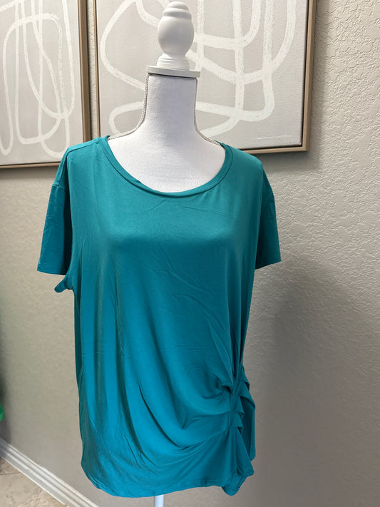 Teal Gathered Detail Top