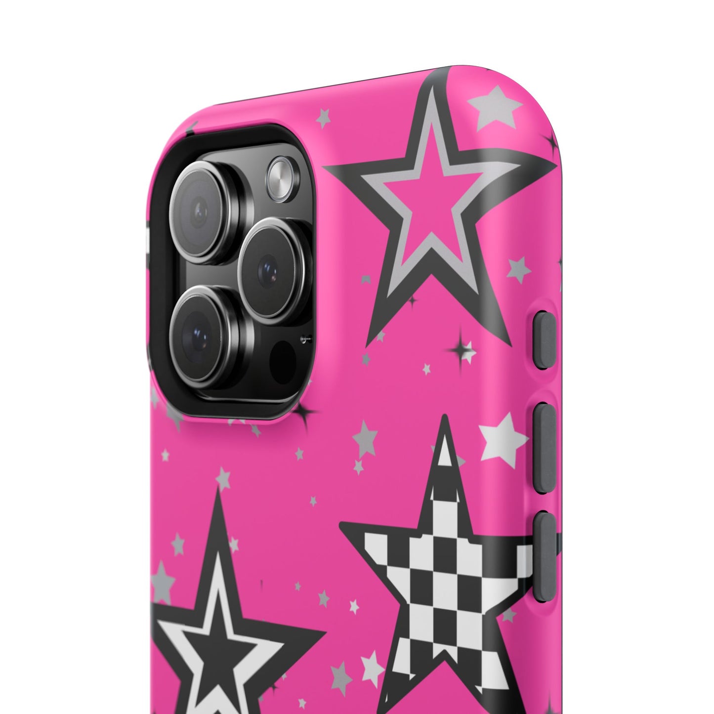 Starry Pink Impact-Resistant Case, Bold Phone Cover, Trendy Tech Accessory, Star, Gifts for Occasions, Phone Case, Iphone