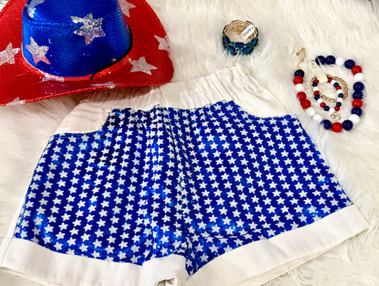 White with Blue Stars Shorts