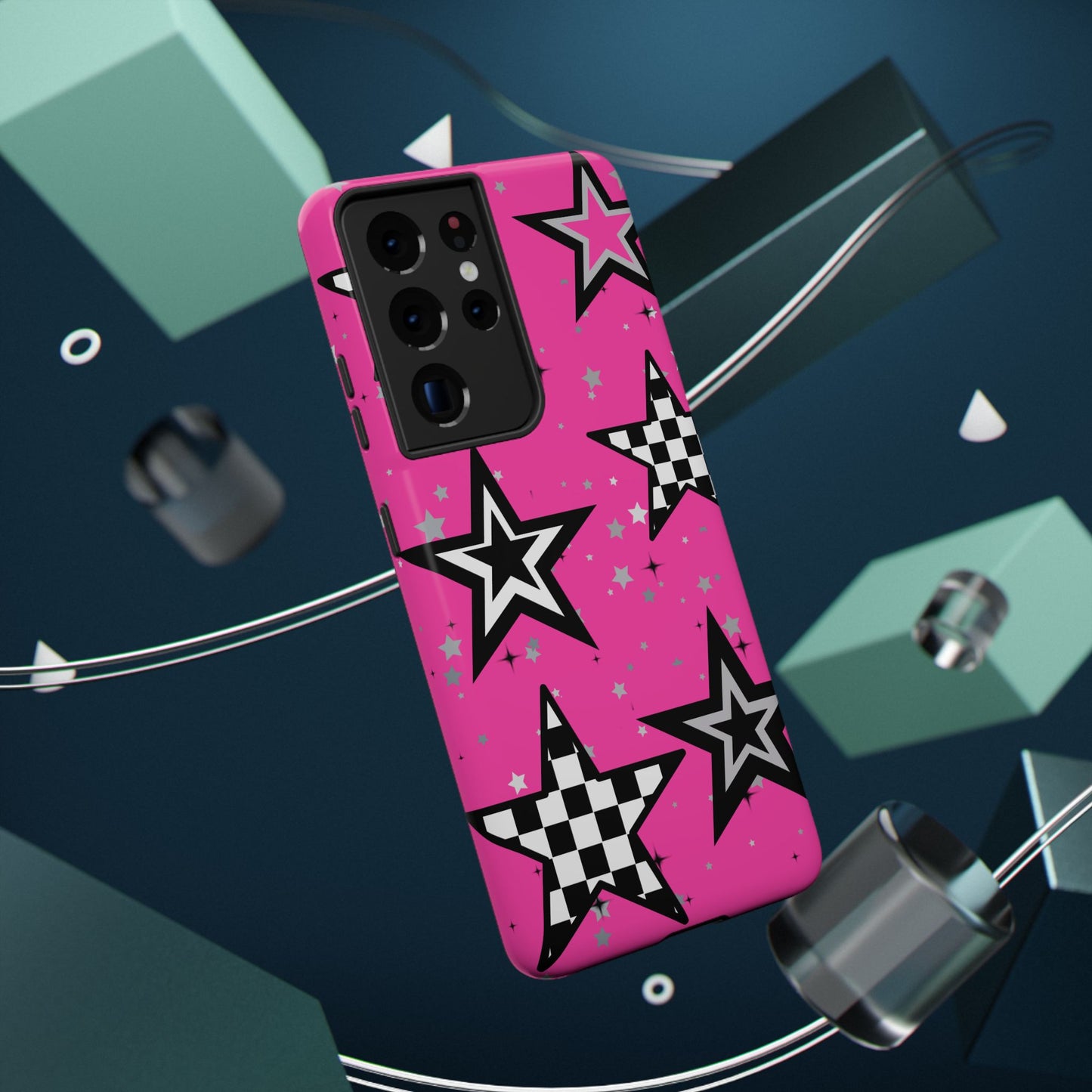 Starry Pink Impact-Resistant Case, Bold Phone Cover, Trendy Tech Accessory, Star, Gifts for Occasions, Phone Case, Iphone