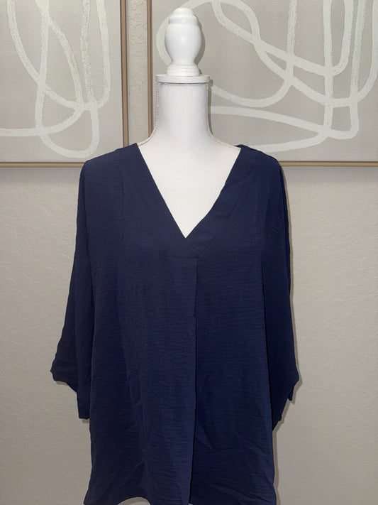 V-Neck Navy Blouse