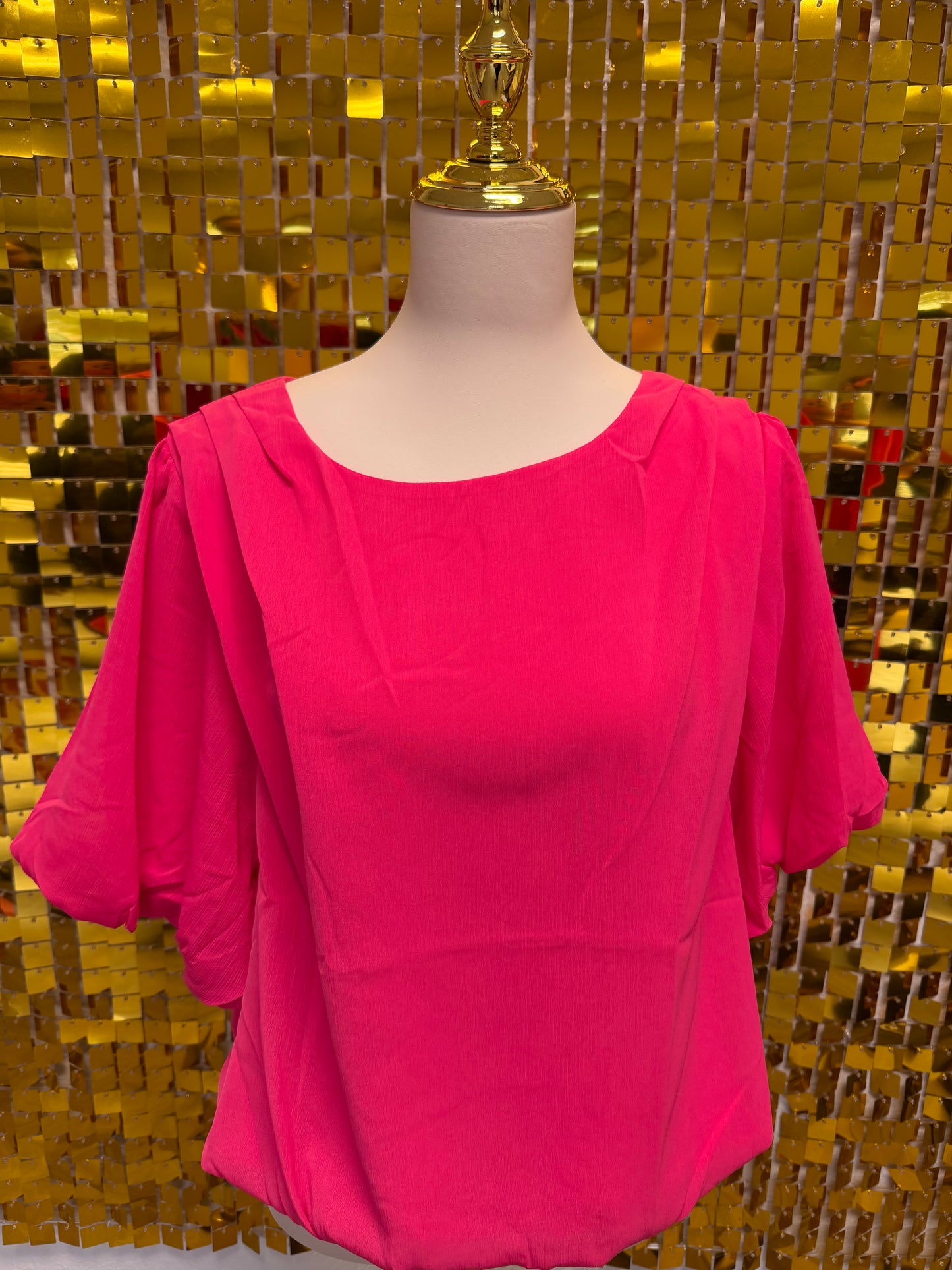 Pink Umgee Elastic Waist Blouse