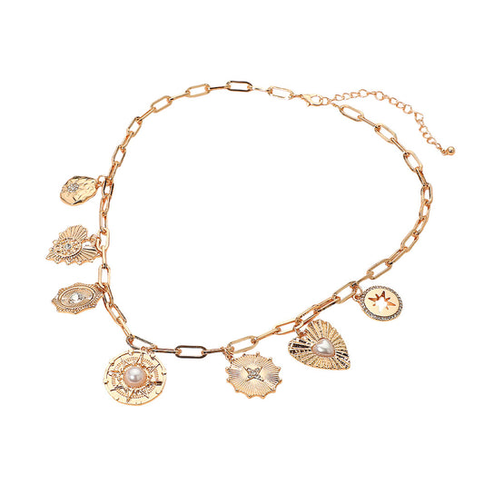 Gold heart charm necklace