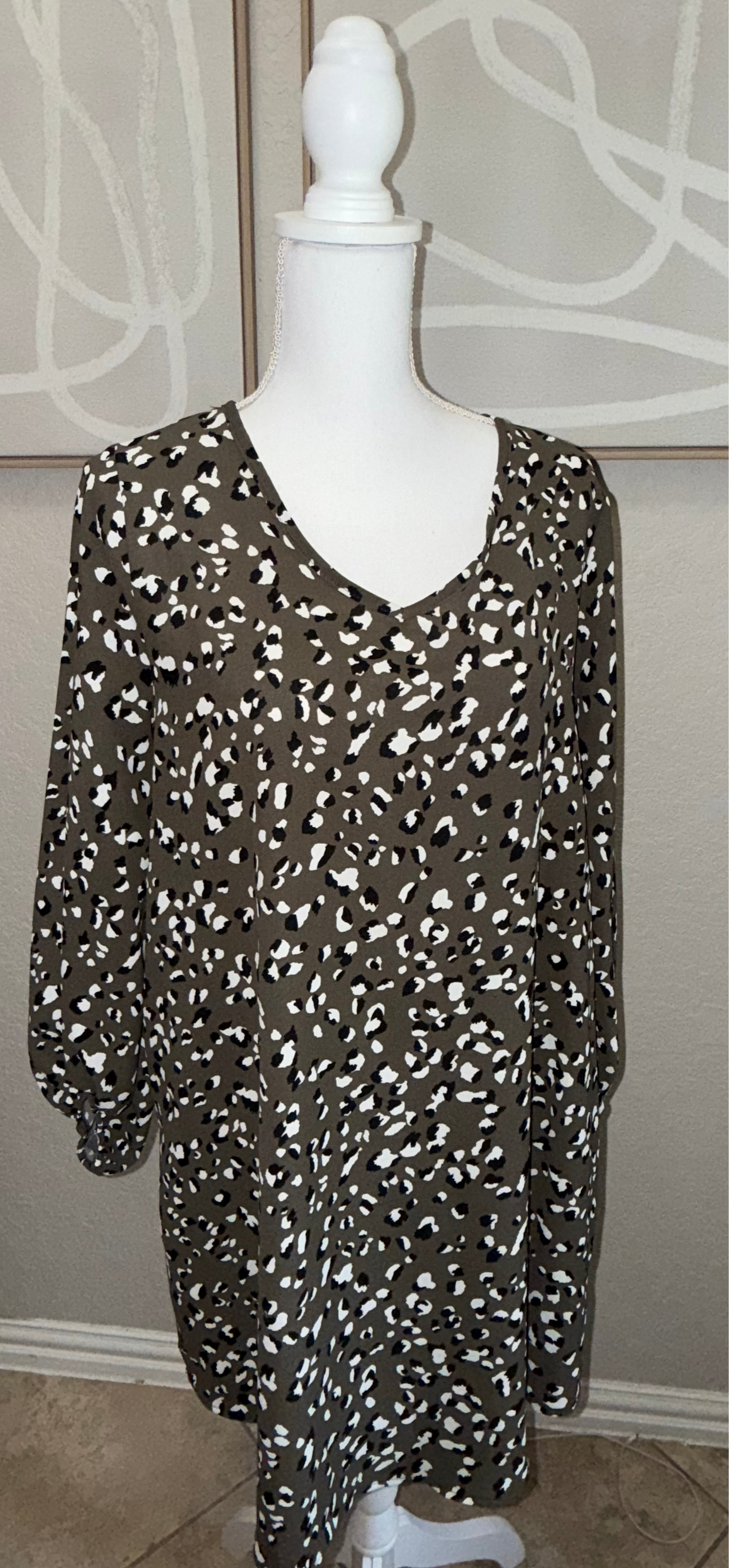 Olive Leopard Dress