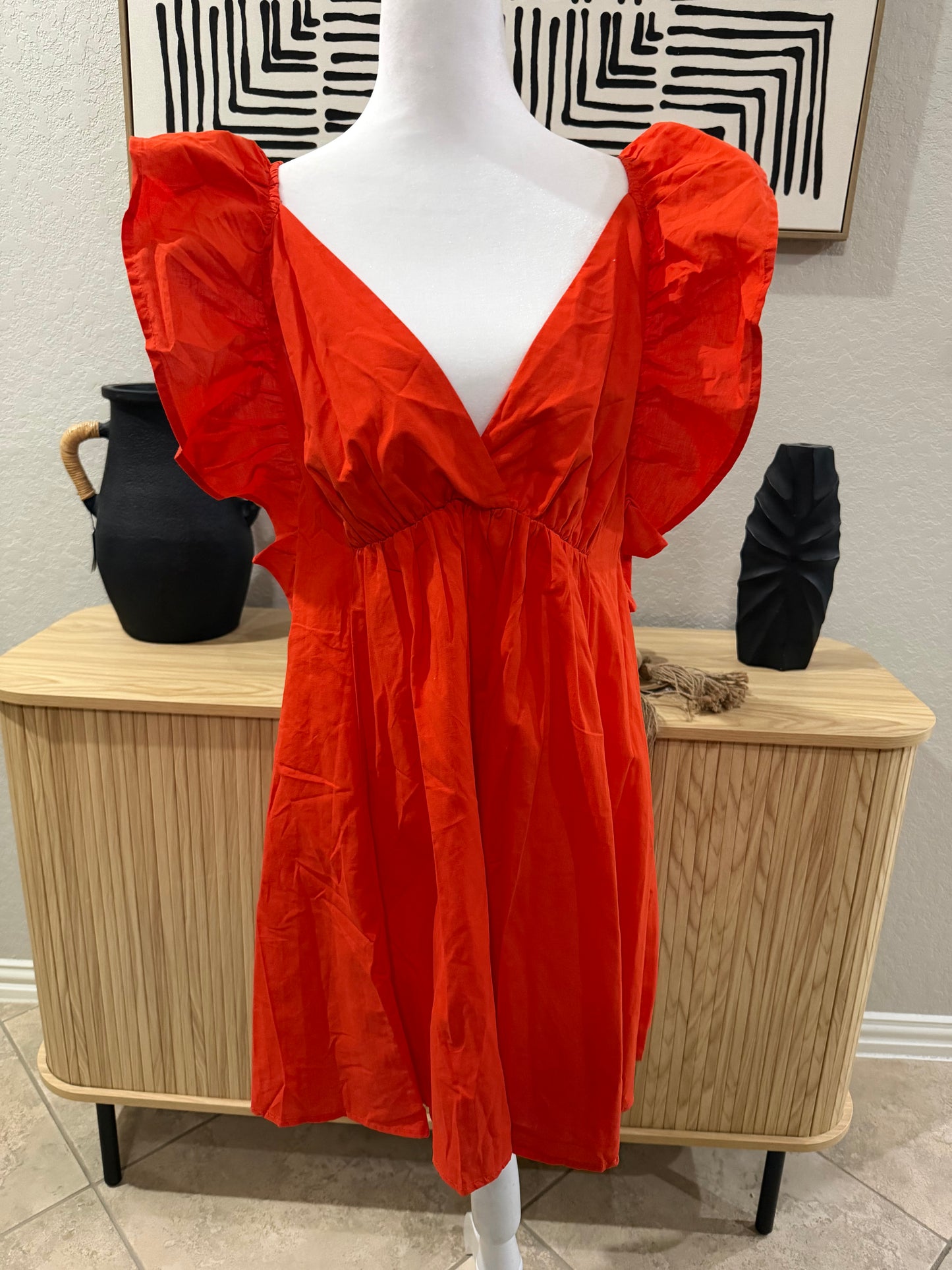 Tomato Red Dress that ties in back