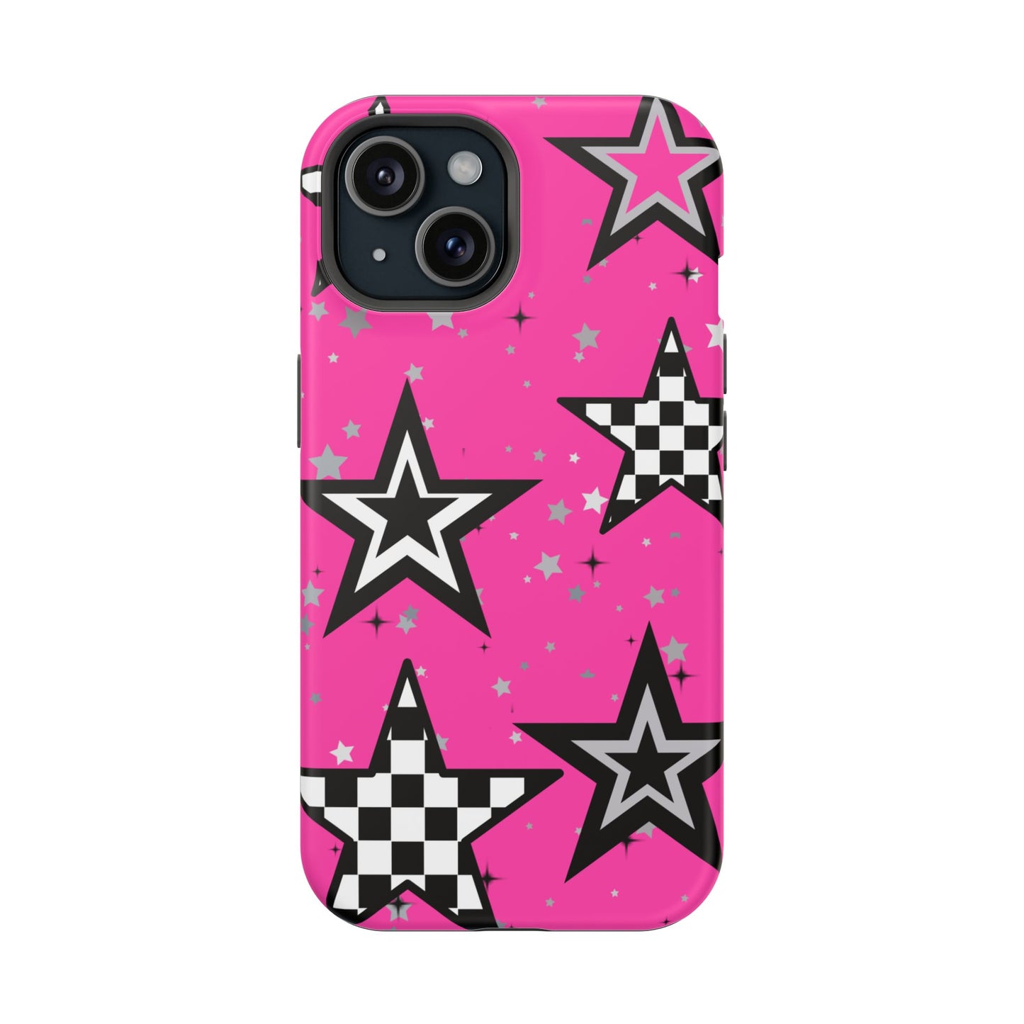 Starry Pink Impact-Resistant Case, Bold Phone Cover, Trendy Tech Accessory, Star, Gifts for Occasions, Phone Case, Iphone