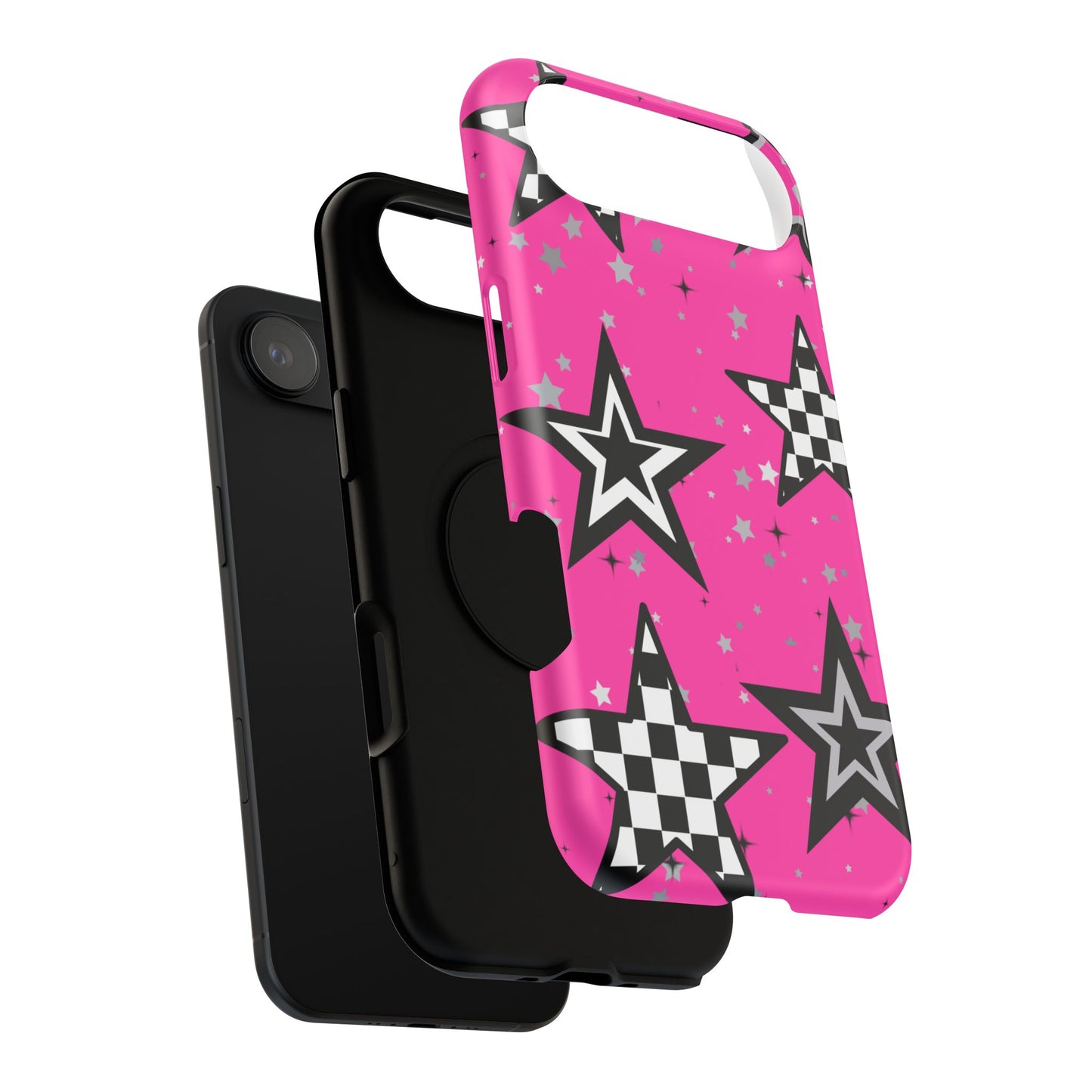 Starry Pink Impact-Resistant Case, Bold Phone Cover, Trendy Tech Accessory, Star, Gifts for Occasions, Phone Case, Iphone