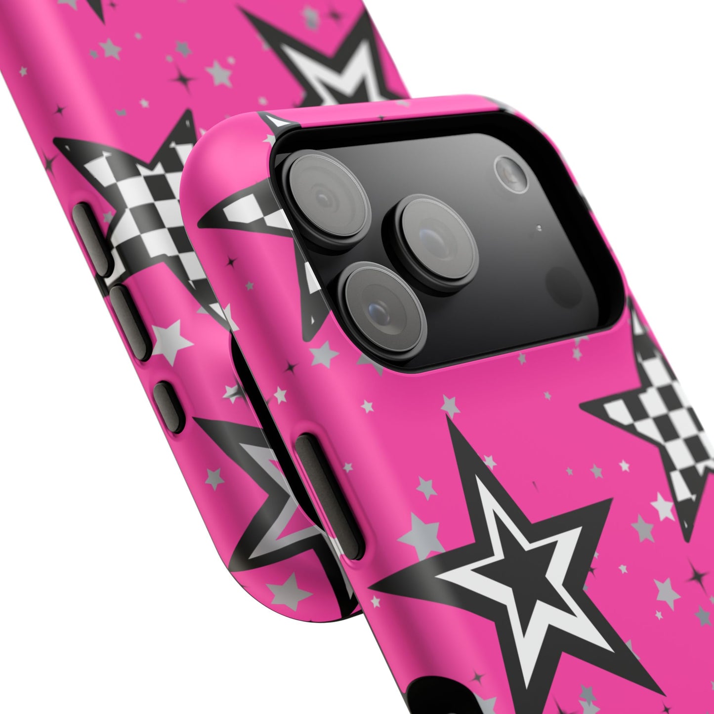 Starry Pink Impact-Resistant Case, Bold Phone Cover, Trendy Tech Accessory, Star, Gifts for Occasions, Phone Case, Iphone