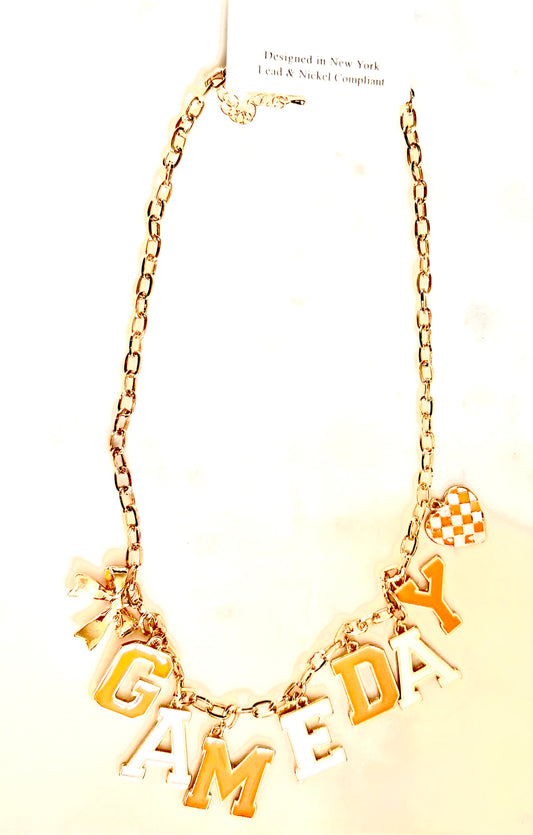 Orange and White Game Day Necklace