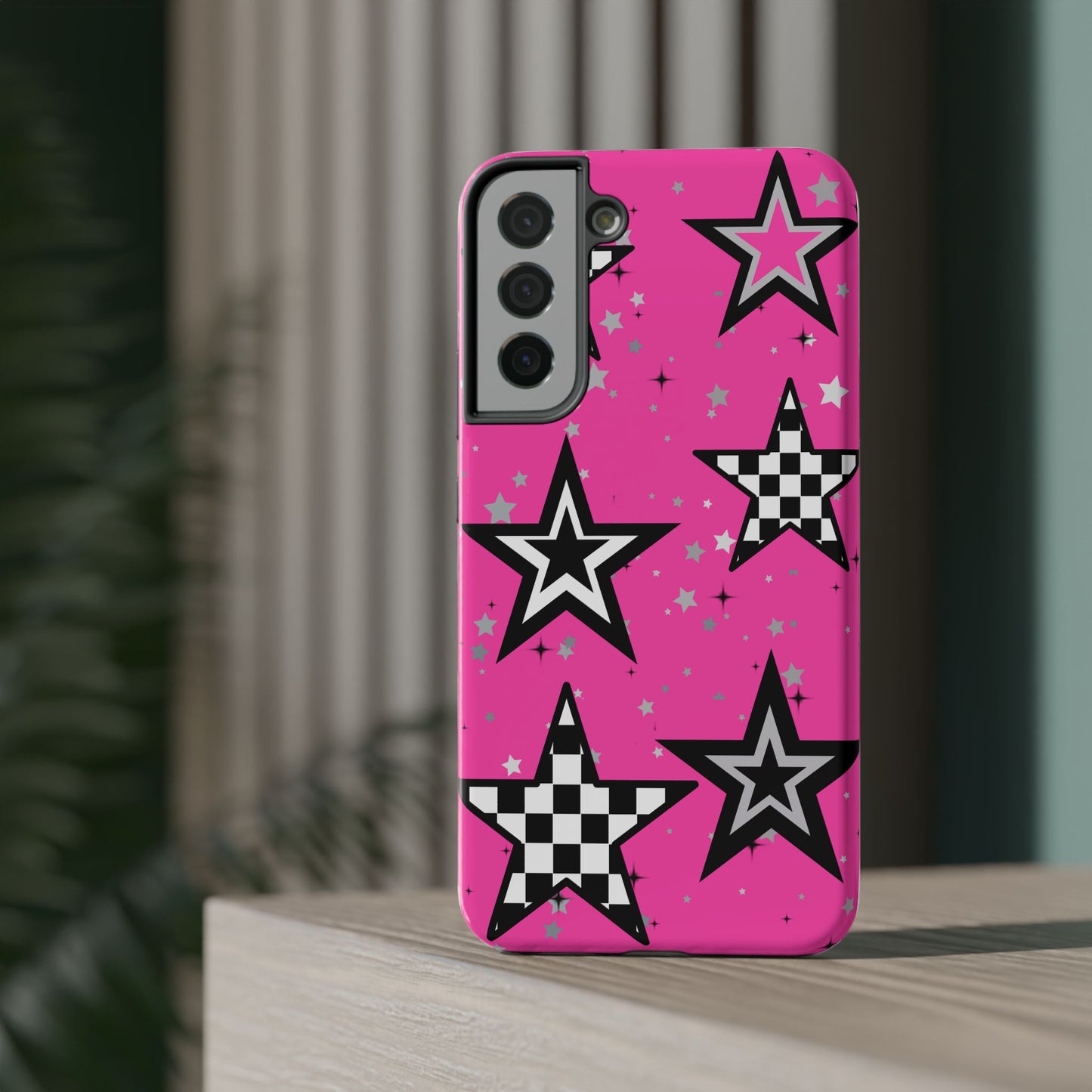 Starry Pink Impact-Resistant Case, Bold Phone Cover, Trendy Tech Accessory, Star, Gifts for Occasions, Phone Case, Iphone