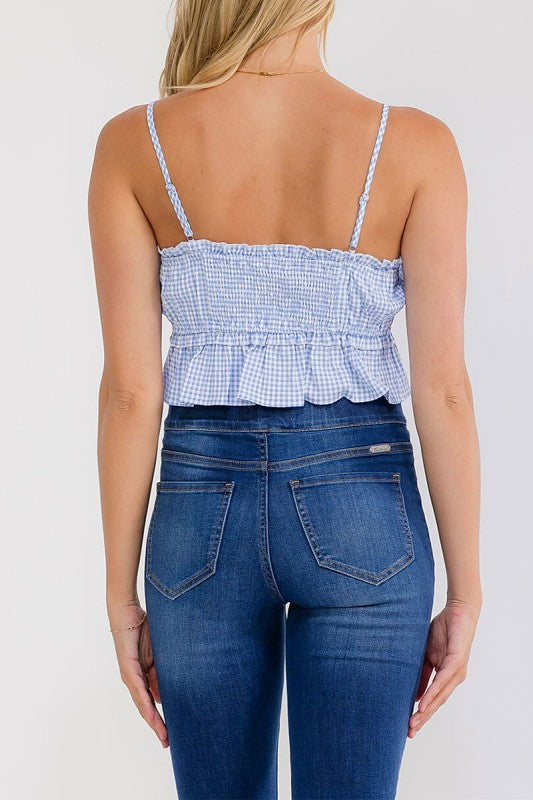 Gingham blue adjustable strap top