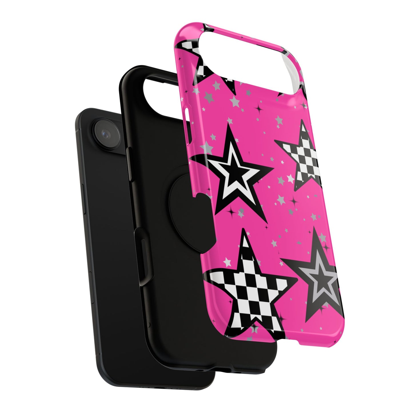 Starry Pink Impact-Resistant Case, Bold Phone Cover, Trendy Tech Accessory, Star, Gifts for Occasions, Phone Case, Iphone