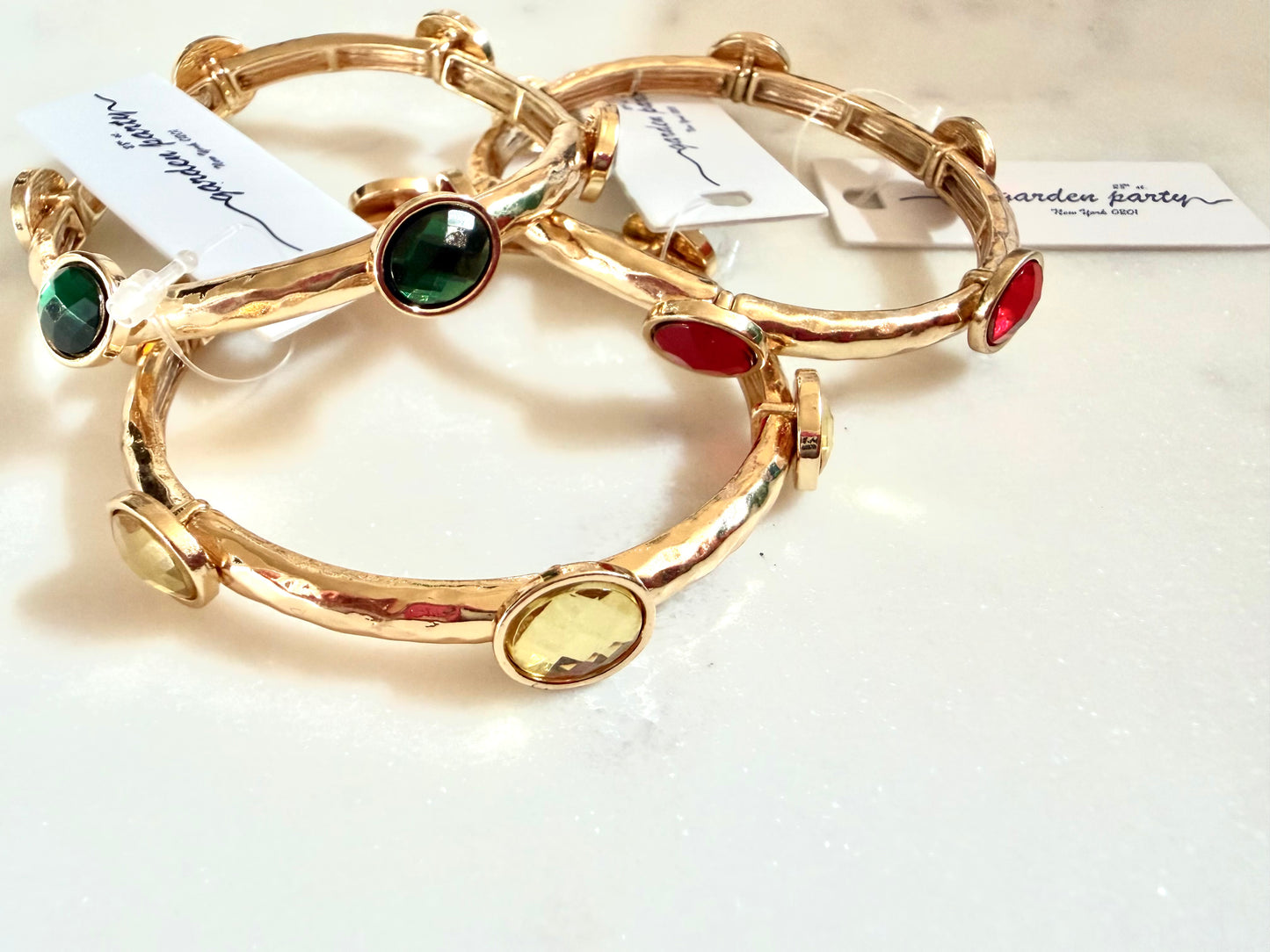 Jeweled gold bracelets. You choose color.