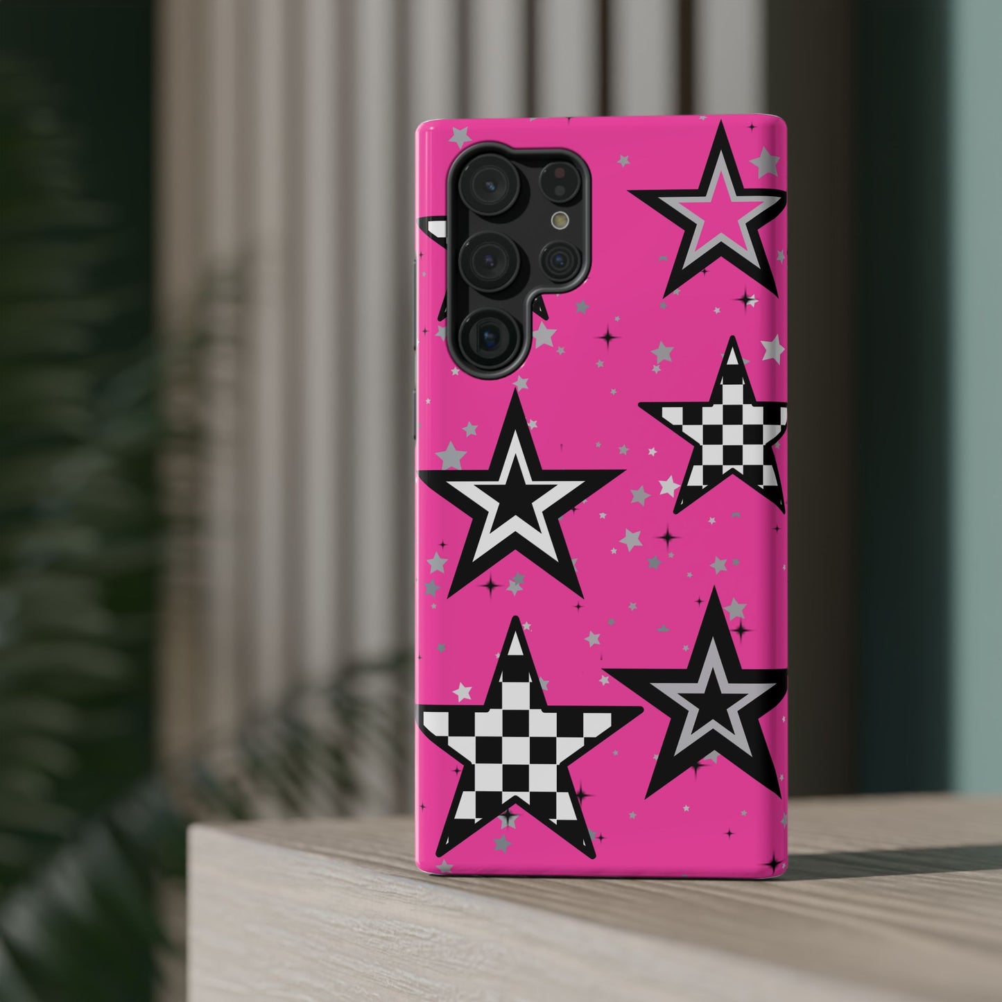 Starry Pink Impact-Resistant Case, Bold Phone Cover, Trendy Tech Accessory, Star, Gifts for Occasions, Phone Case, Iphone