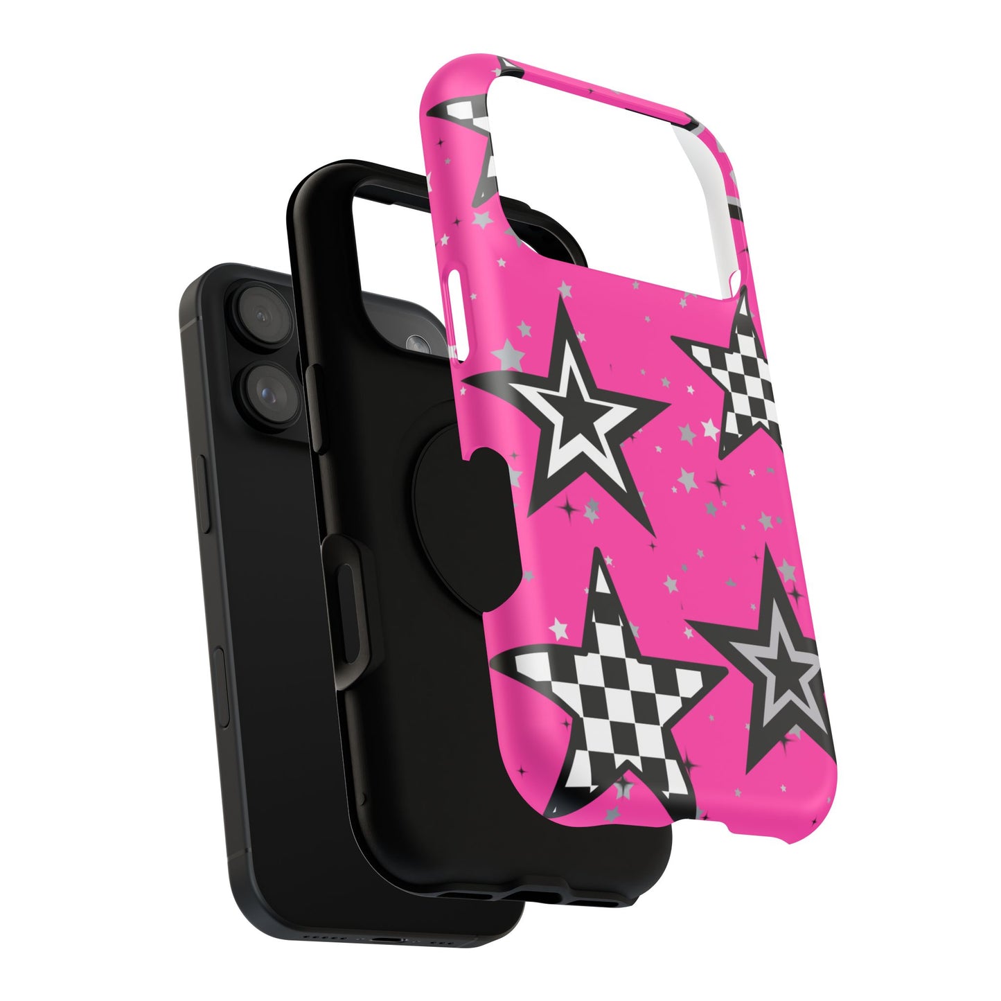 Starry Pink Impact-Resistant Case, Bold Phone Cover, Trendy Tech Accessory, Star, Gifts for Occasions, Phone Case, Iphone