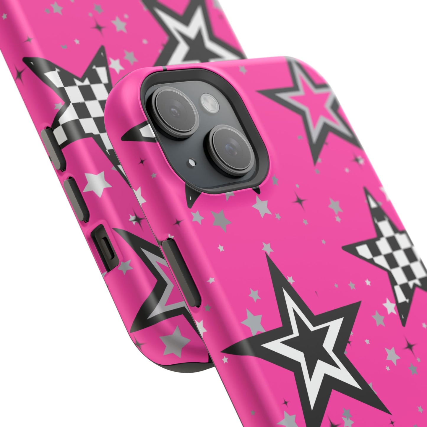 Starry Pink Impact-Resistant Case, Bold Phone Cover, Trendy Tech Accessory, Star, Gifts for Occasions, Phone Case, Iphone