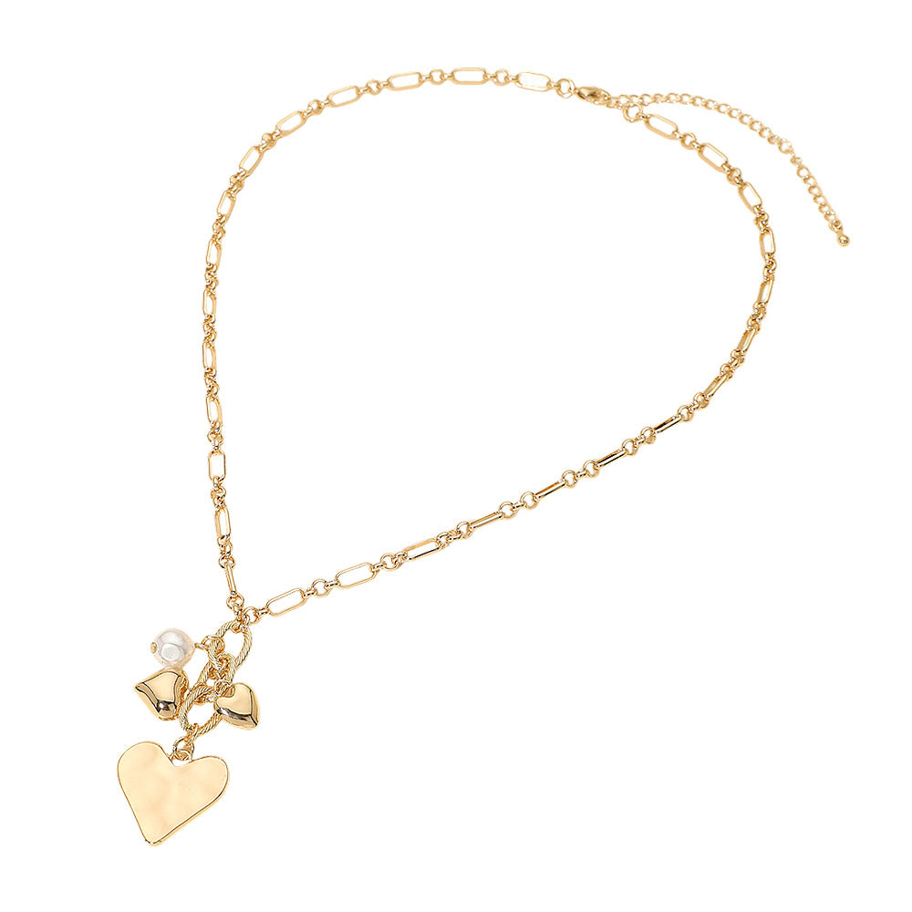 Gold heart charm necklace