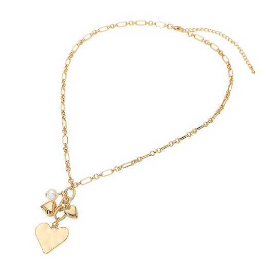 Gold heart charm necklace