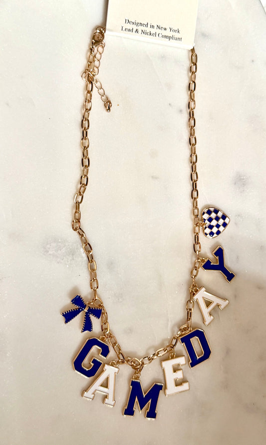 Maroon/Burgundy White Game Day Necklace